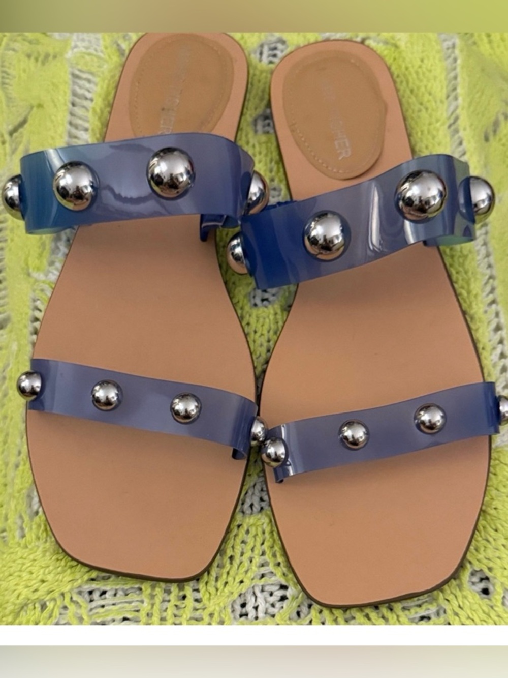 Marc Fisher Periwinkle Blue Sandals with Metallic Accents